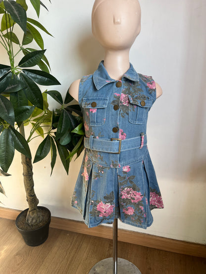 Vestido denim floreado