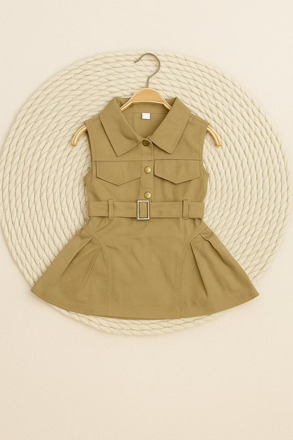 Vestido cargo beige